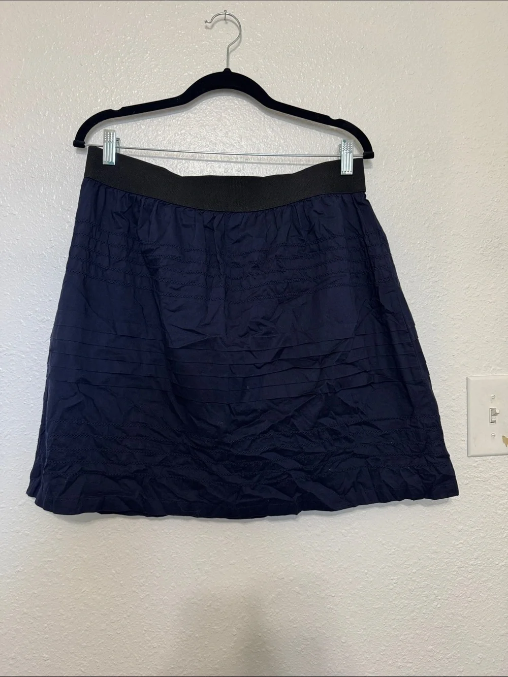 Alfani A-Line Skirt with Elastic Waistband Women's Size Petite Medium Navy Blue